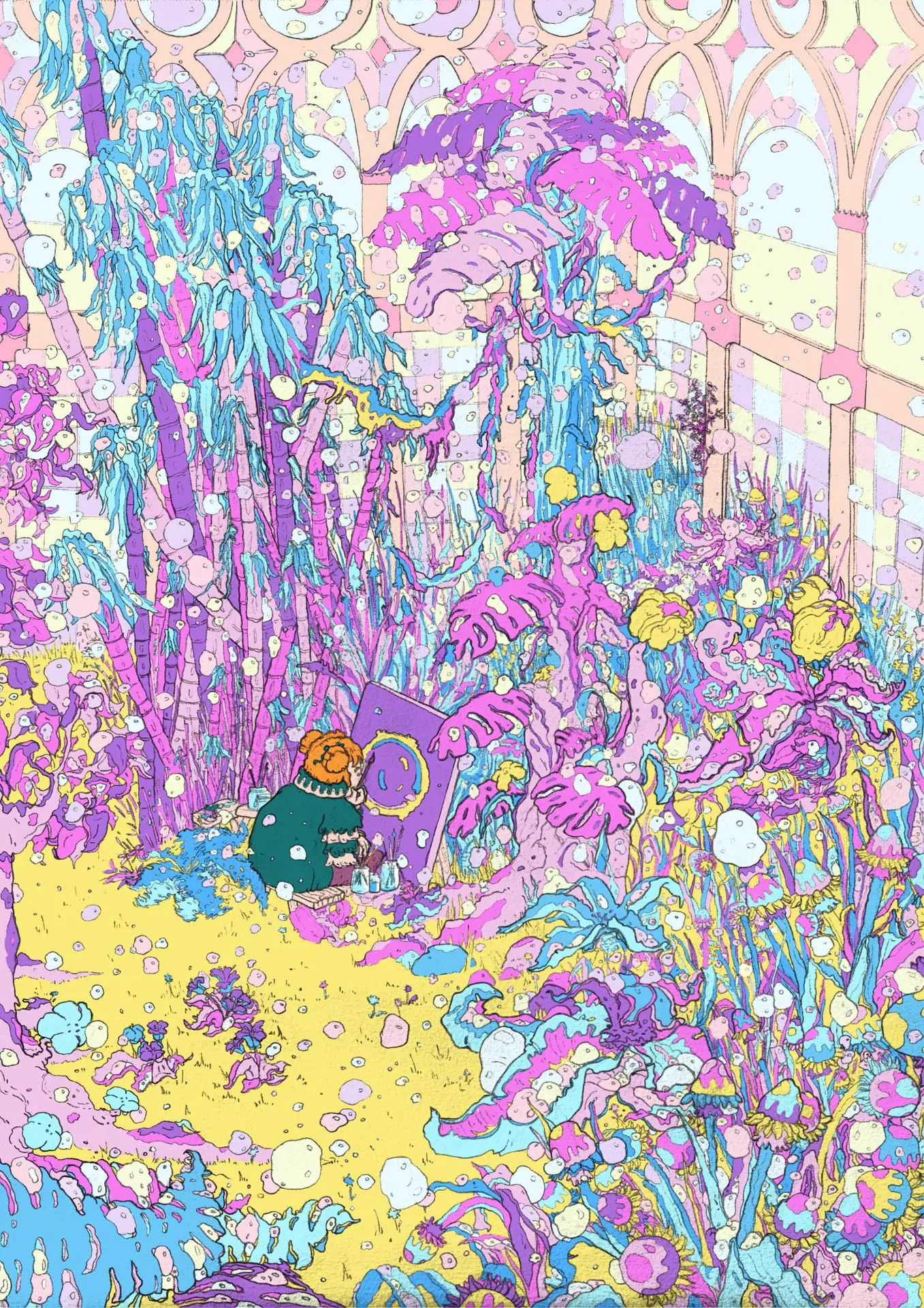 un personnage peint dans une serre